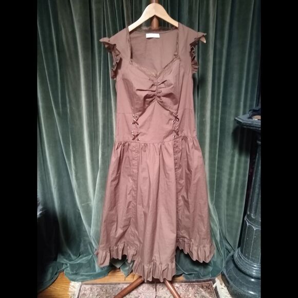Belle Poque Renaissance Fair Brown Lace Barmaid Corset Dress XL Steampunk/Pirate - Picture 2 of 8